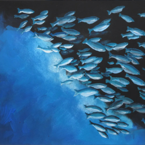 Viele gezeichnete Fische